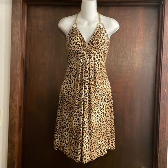 Boston Proper Dresses & Skirts - Boston Proper Animal Print Hardware Detail halter Dress Size Small Made in USA